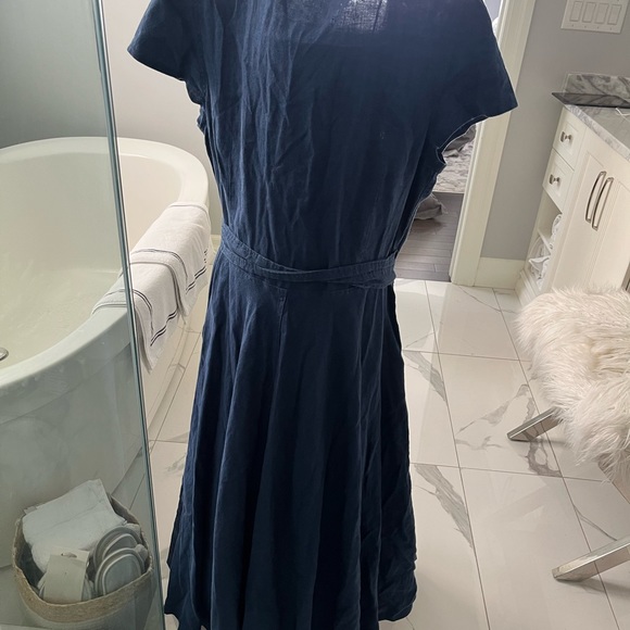 Polo Ralph Lauren 100 percent linen midi dress navy blue size 14 and a 4 new - Picture 5 of 17